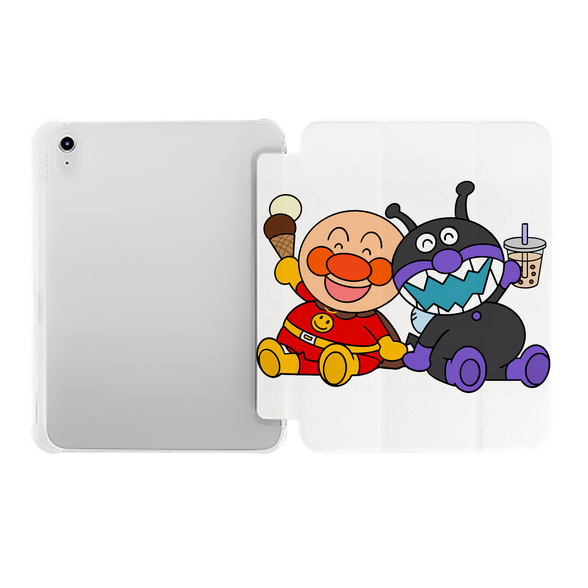 （画像用） アンパンマン Anpanman IPad ケース ペン収納付き 三つ折りスタンド PUレザー×シリコン 対応機種9.5/10.5/10.9インチ